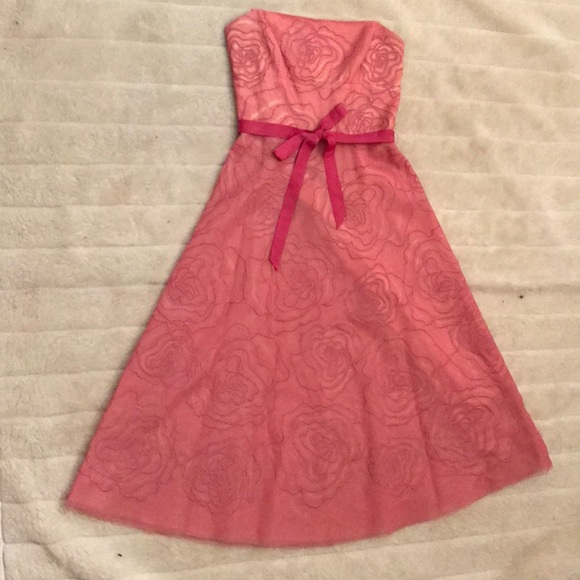 BCBG Rose Lace Strapless Dress - Picture 3 of 6